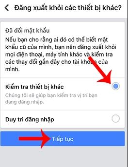 Kiểm tra tài khoản Facebook sau khi đổi mật khẩu