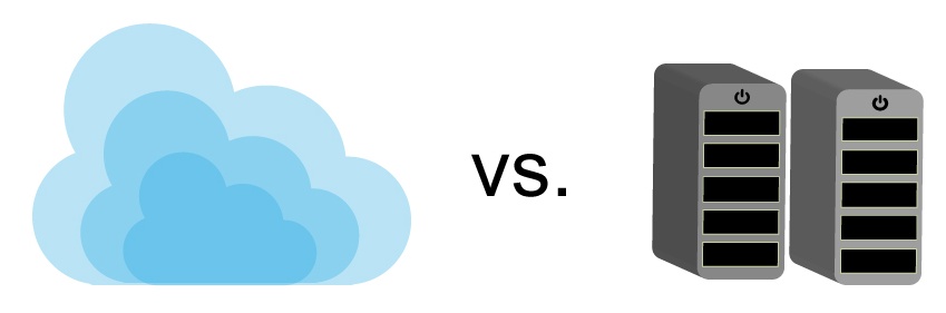 Images of clouds and computers representing the password manager local vs cloud comparison