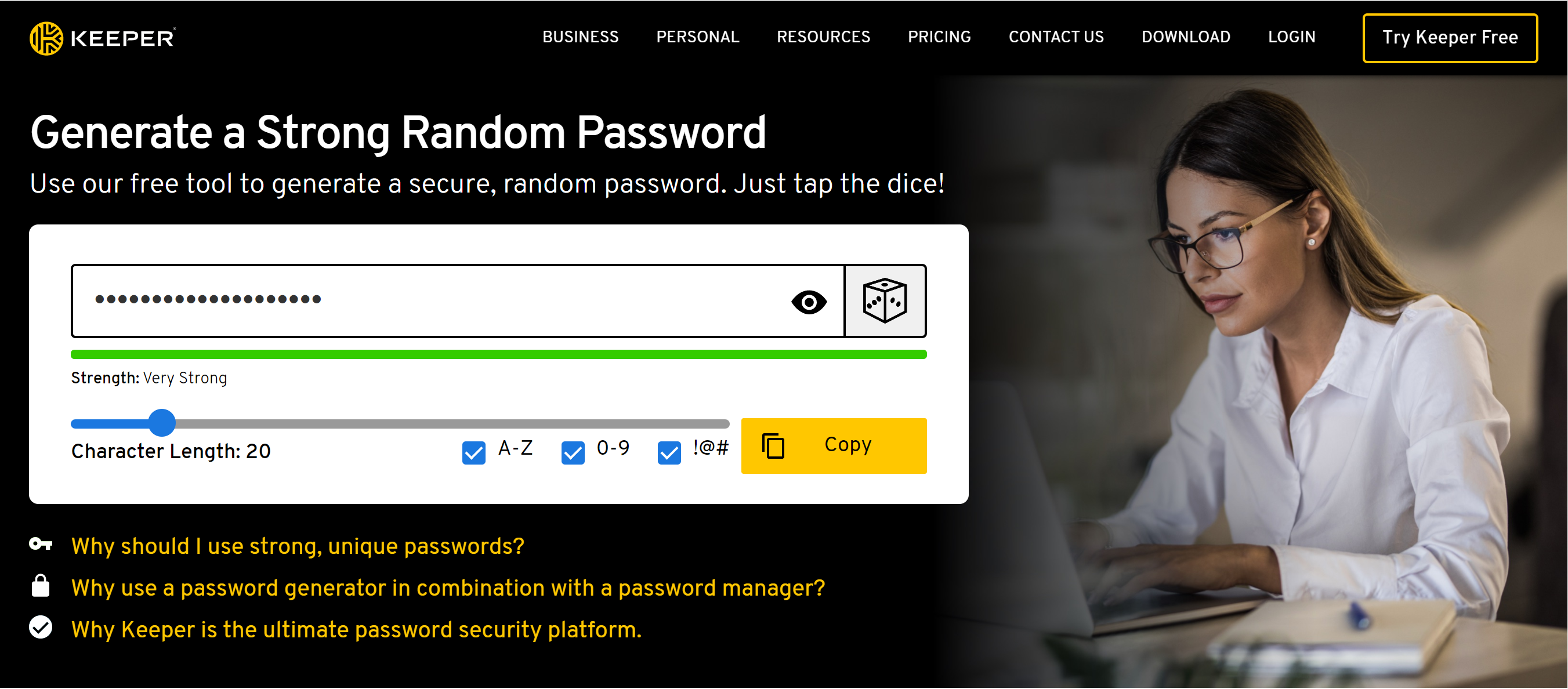 Keeper has a built-in password generator.