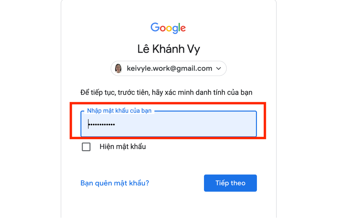 giao diện mới thay đổi mật khẩu gmail