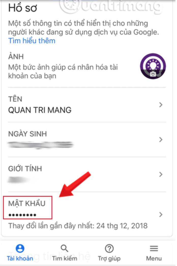 đổi mật khẩu gmail trên điện thoại