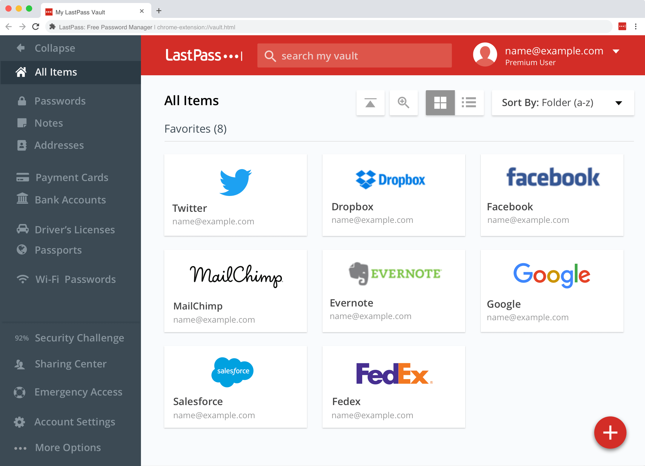 A web app with several login accounts saved