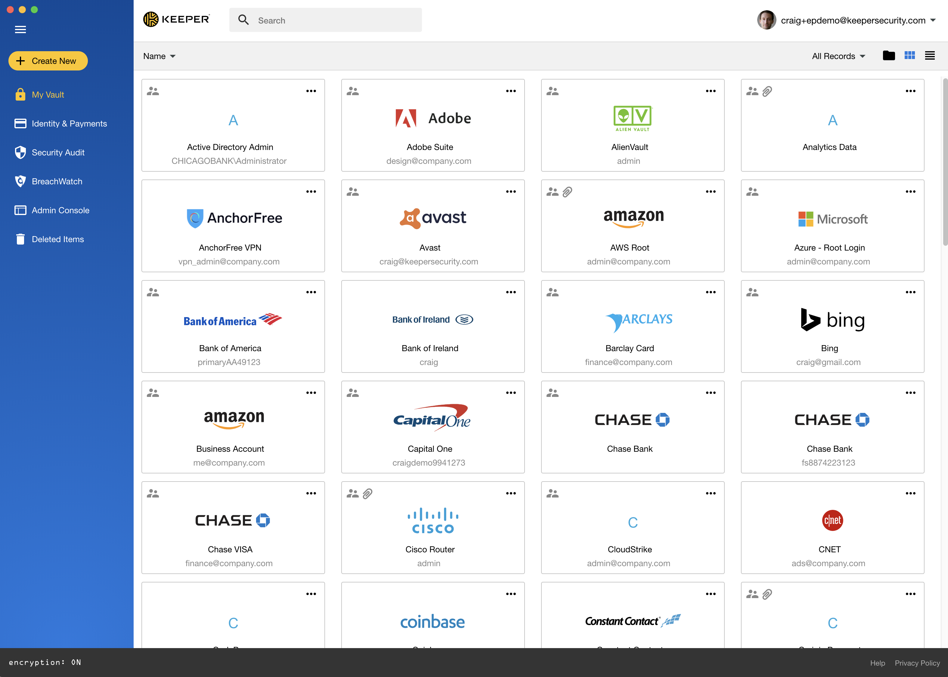 A password manager Microsoft Windows run natively with several saved accounts