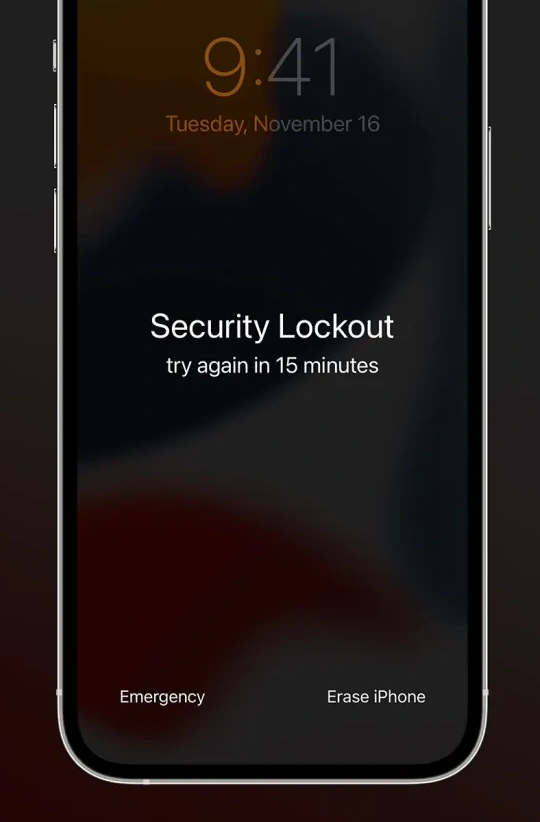 The lock screen that allows you to reset password for iPhone.