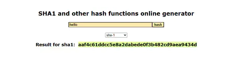 Ví dụ về hàm băm mật mã SHA1