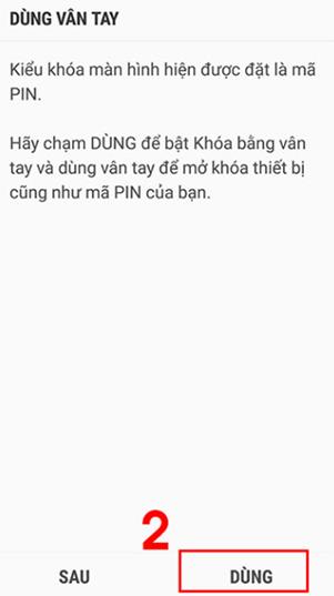 Sử dụng mật khẩu vân tay