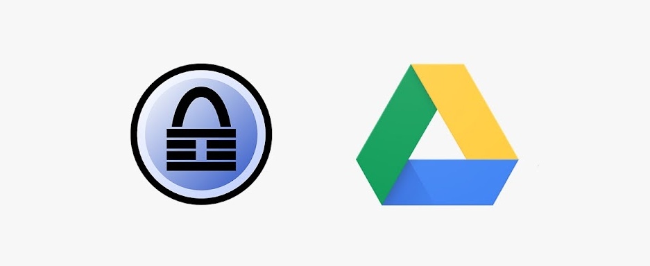 Logos of KeePass and Google Drive