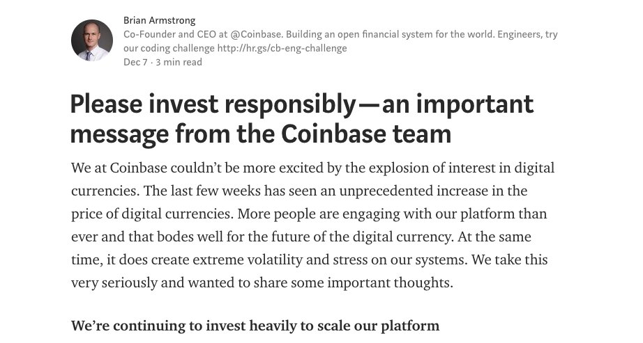 CEO Brian Amstrong của Coinbase đưa ra thông báo chính thức