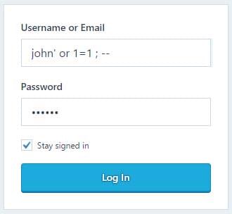Người dùng cố tình thay đổi username và password