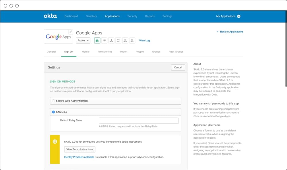 okta sso screenshot